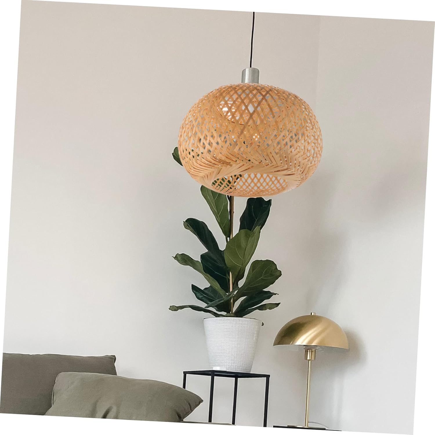 Gadpiparty Bamboo Lampshade Pendant Light Shade Style Lamp Lighting Rattan Pendant Wicker Light Rattan s Ceiling Pendant Hanging Bamboo Weaving