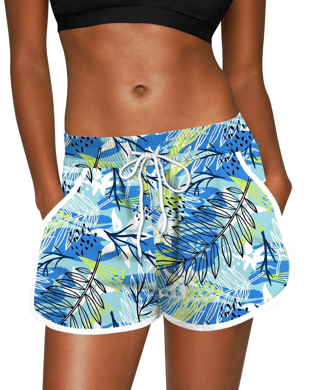 For G and PL Women Summer Floral Beach Boardshorts with Pockets Swim Trunks