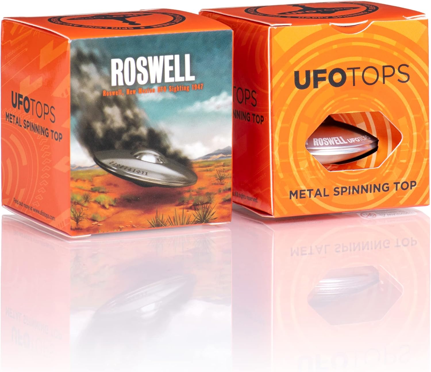 UFO Tops - Roswell - Metal Spinning Top - Inspired by The Documented 1947 UFO Sighting in Roswell, New Mexico (Color: Psychedelic Steel)