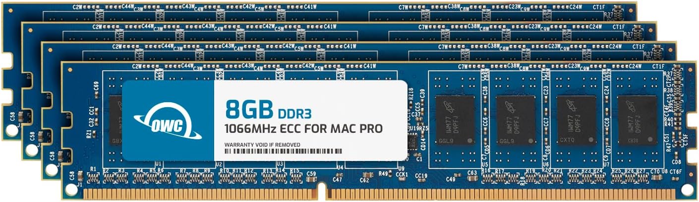 OWC 32GB (4x8GB) DDR3 ECC Unbuffered CL7 PC3-8500 1066MHz SDRAM Memory Ram Upgrade Module Compatible with 2009-2010 Mac Pro Nehalem, Xserve 2009 (OWC85MP3W8M32K)