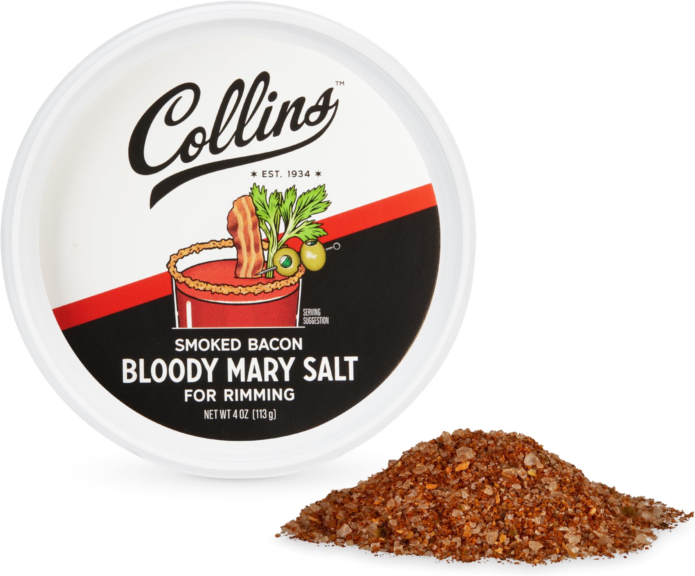 Collins Smoked Bacon Bloody Mary Salt - Bloody Mary Accessories Spicy Salt Rimmer for Cocktails - 4oz Set of 1
