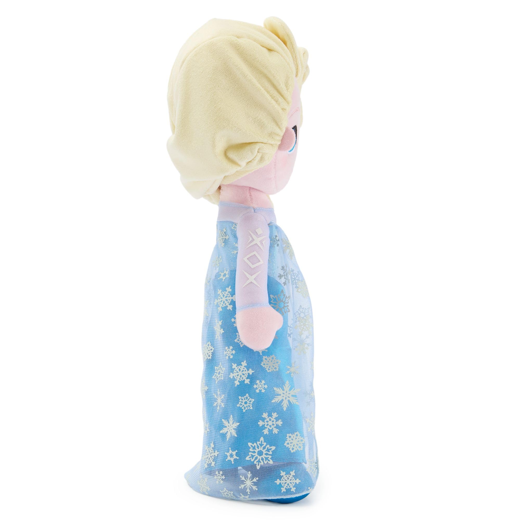 Disney Store Offizielle Elsa Plüschpuppe – Prinzessin Plüsch mit schimmerndem Schneeflocken-Umhang, schillerndem metallischem Mieder, Satinrock und gestickten Merkmalen – Frozen Toys – 35,6 cm