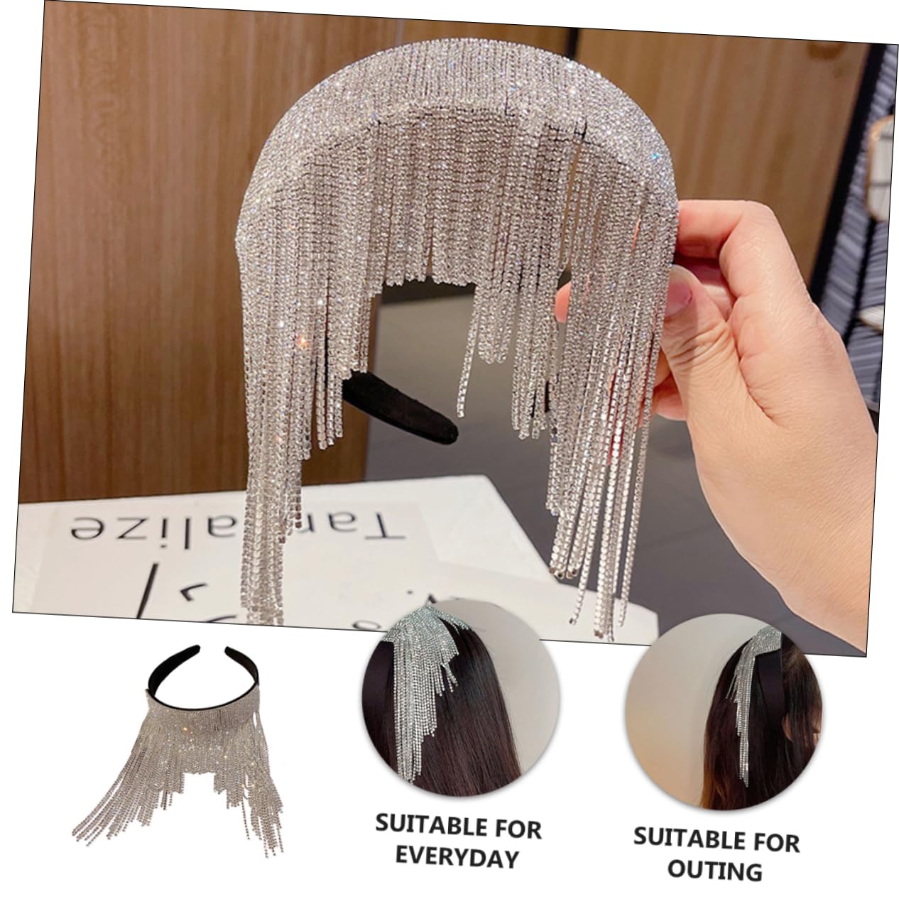 FRCOLOR 3stücke Sparkly Rhinestone Haarband Mit Eleganten Fransen Stilvolles Damen-haaraccessoire Für Besondere Anlässe Und Leicht Und