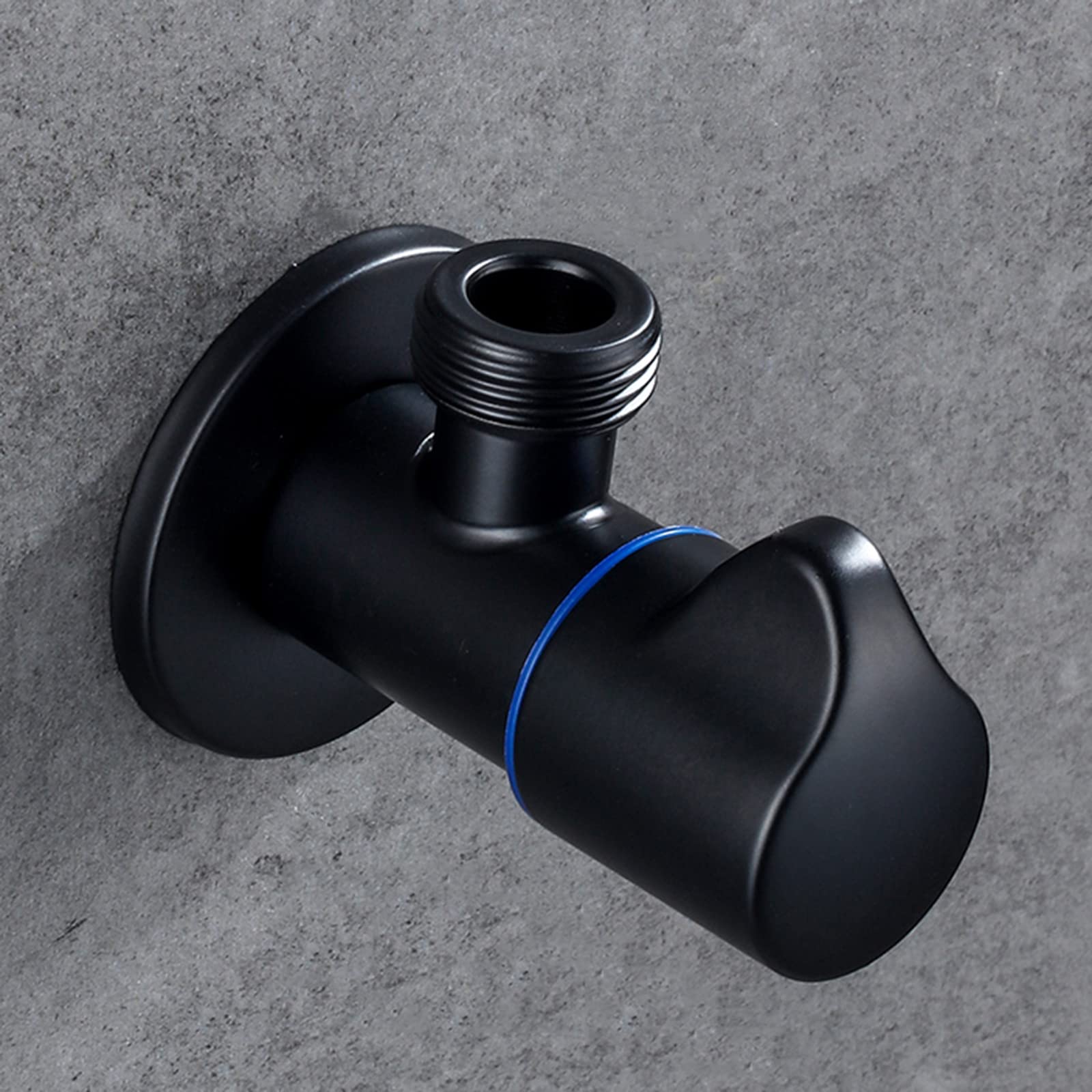 BiaoTeng Llave de escuadra 1/2 1/2 válvula de Angulo Válvula de conexión de Cocina de baño Redonda de Pared Negra de latón de la válvula Triangular para válvula empotrar,Negro A