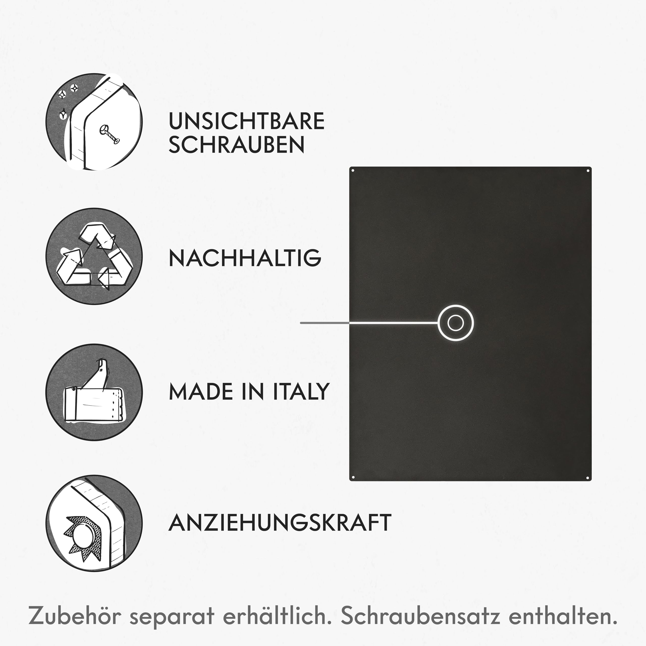KalaMitica Magnettafel Schwarz - Kreidetafel Magnetisch, Magnetpinnwand für jede Art von Magneten - Anthrazit - 56x38 cm