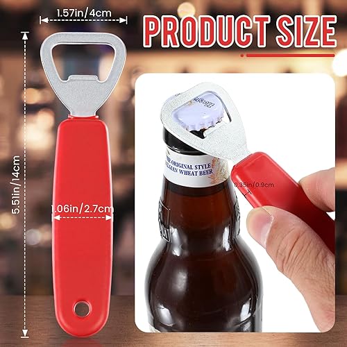 Miniatura 2 de 50 unidades de abrebotellas de cerveza roja, abrebotellas de metal a granel con mango de plástico, abrebotellas de sidra para cocina, bar, hogar y
