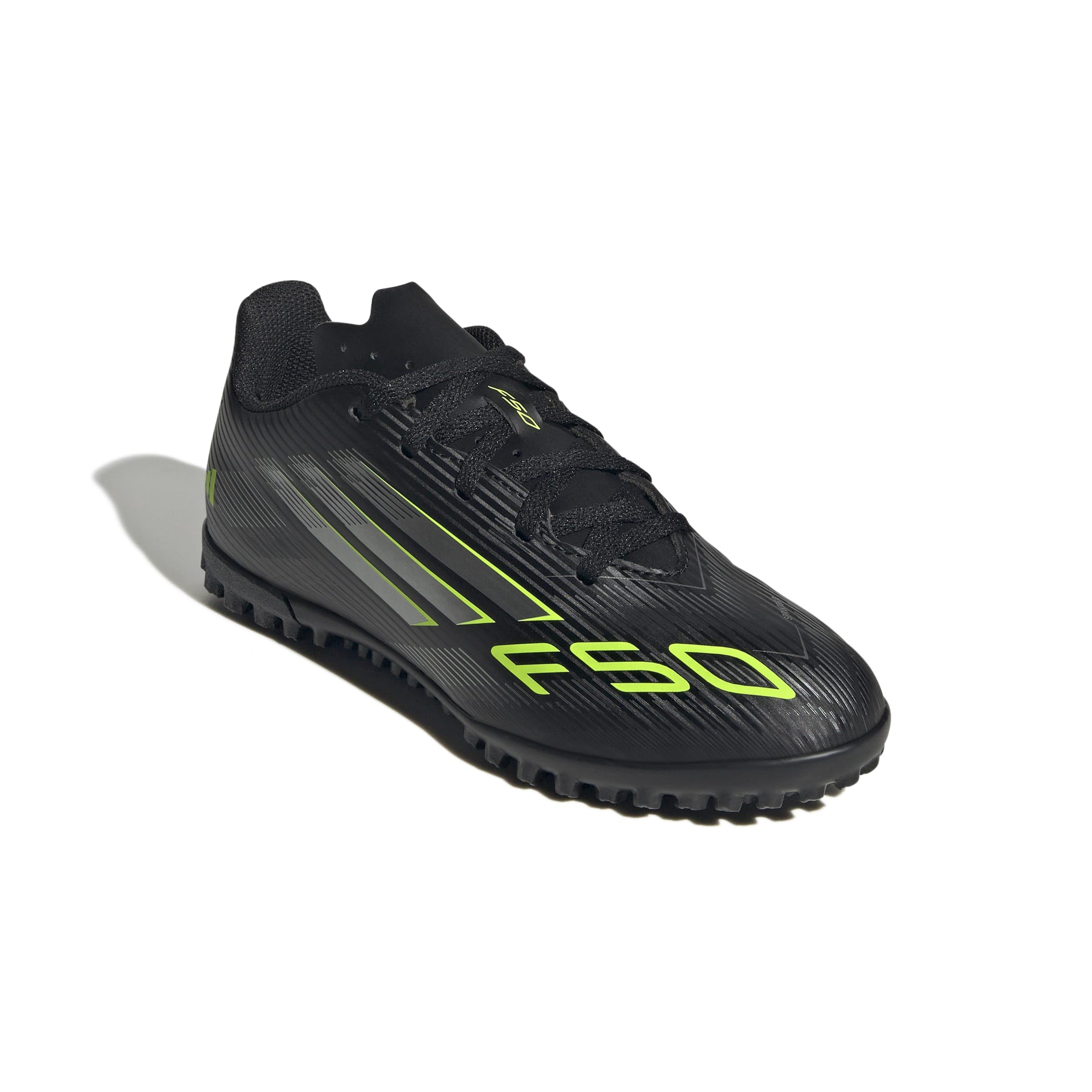 adidas Uniseks - dzieci F50 CLUB Turf Football Boots Kids, core black/iron met./lucid lemon, 37 1/3 EU