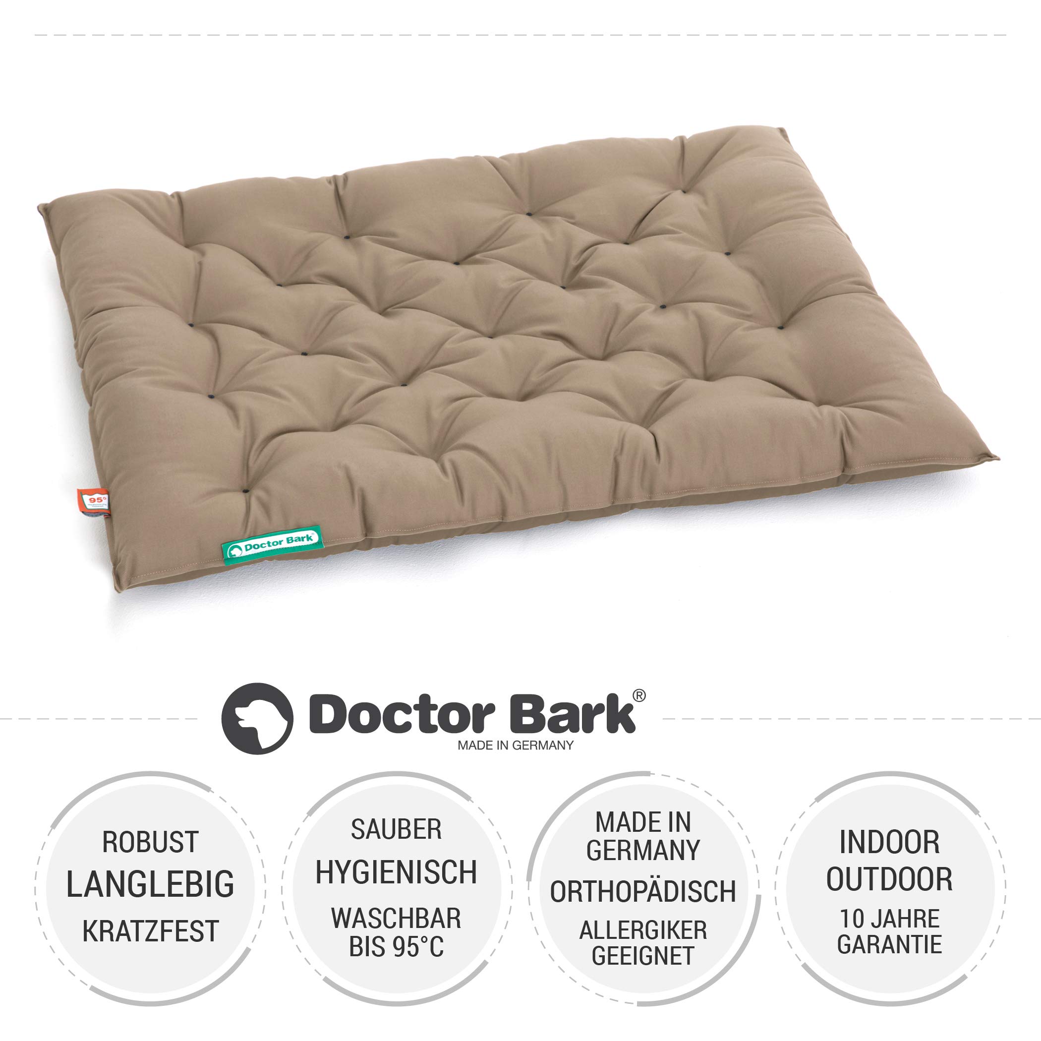 Doctor Bark Hundekissen Urban - orthopädisches Hundebett - waschbar bis 95°C - robuste Indoor - Outdoor Hundematratze - Made in Germany (XL - 90x70 cm, Goldbraun)