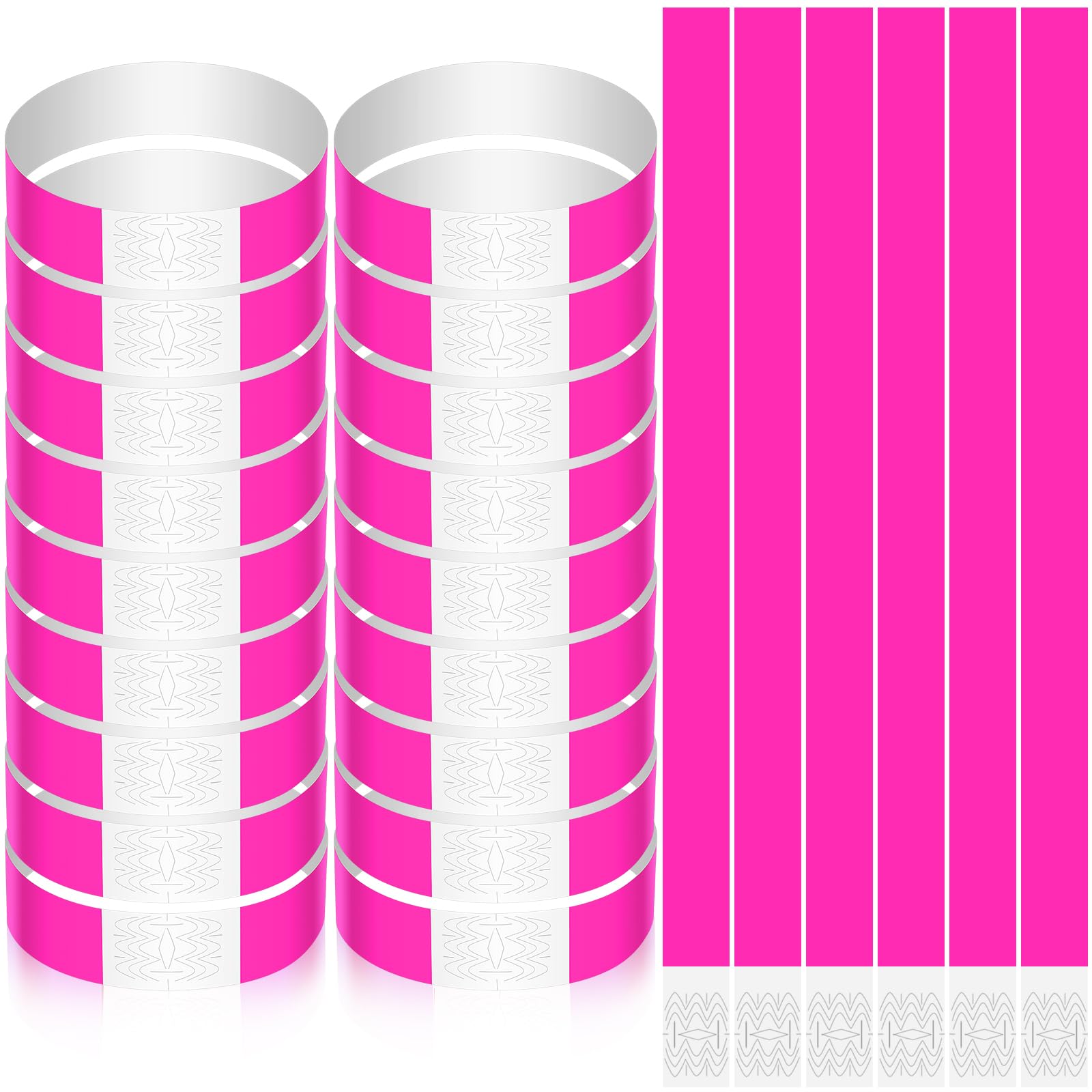 600 Piezas Pulseras Festivas Pulseras de Entrada Impermeables Banda de Muñeca de Evento Ligeras Papier Kontrollbänder für Veranstaltungen para Fiestas Discotecas Parques Acuáticos(Rosa)