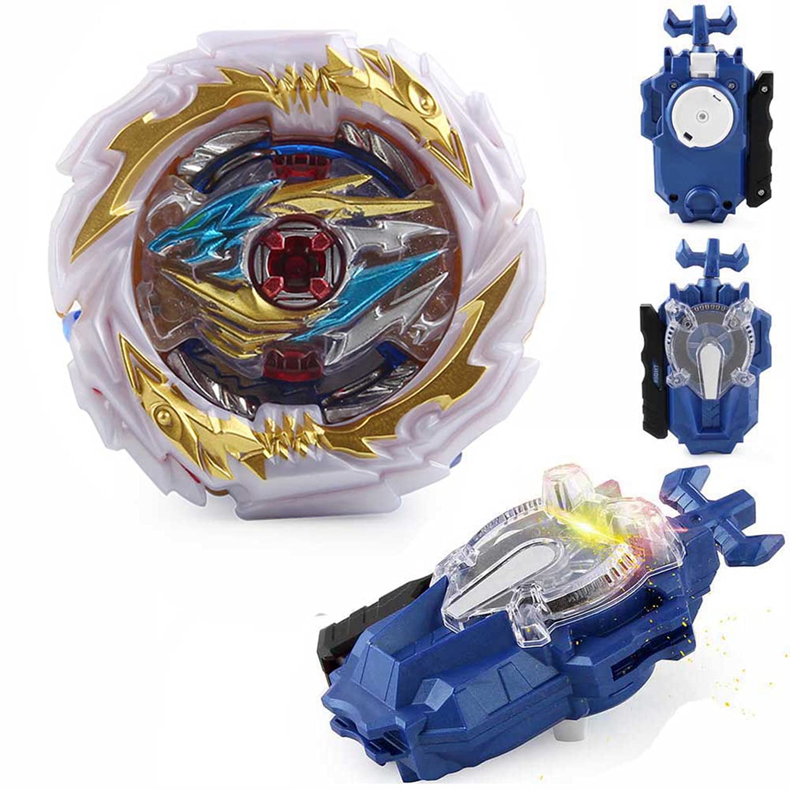 DYTBey Battle Evolution Blade Turbo God Bay Booster SuperKing B-171 Tempest Dragon Cm1A Gyro Starter with Sparking Wire Bey LR Launcher Set(Blue)