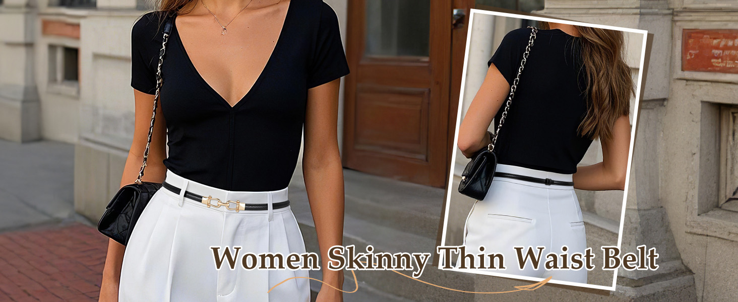 5691 Leather Skinny Women Belt Ladies Thin Waist Belts Plus Size Adjustable macoking Thin Belts for Women Leather Black Skinny Belt for  main image 2
