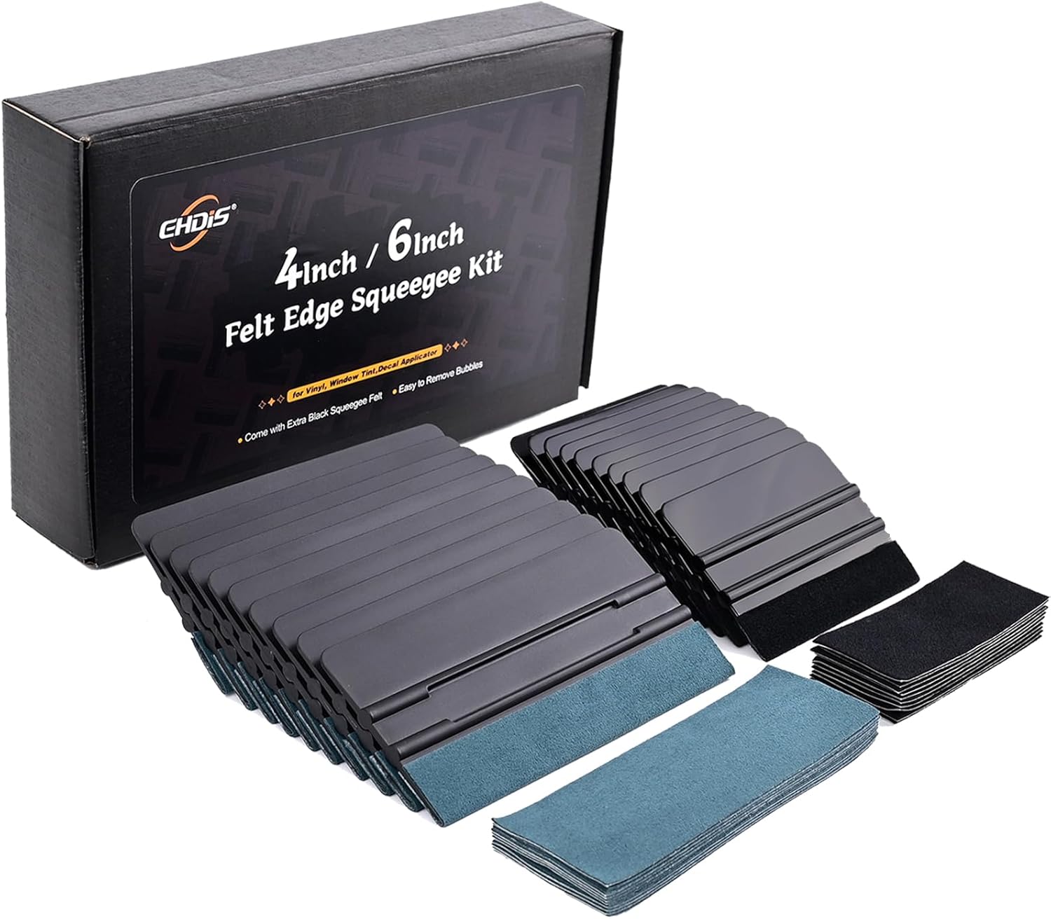 EHDIS 20pcs Vinyl Squeegee 4 Inch /6 inch Felt Edge Vinyl Scraper Vehicle Channel Applicator Roller