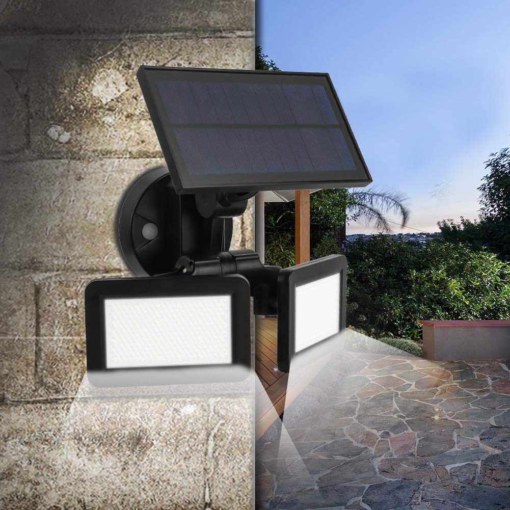 Lampada solare per esterni, LED rotante, sensore di movimento solare, luci di sicurezza, angolo regolabile, parete esterna, lampada solare da parete Abs