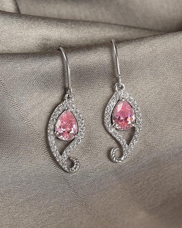 Image of CLARA 925 Sterling Silver Drop Earrings | Platinum Plated | Daily Wear |Gift for Women and Girls