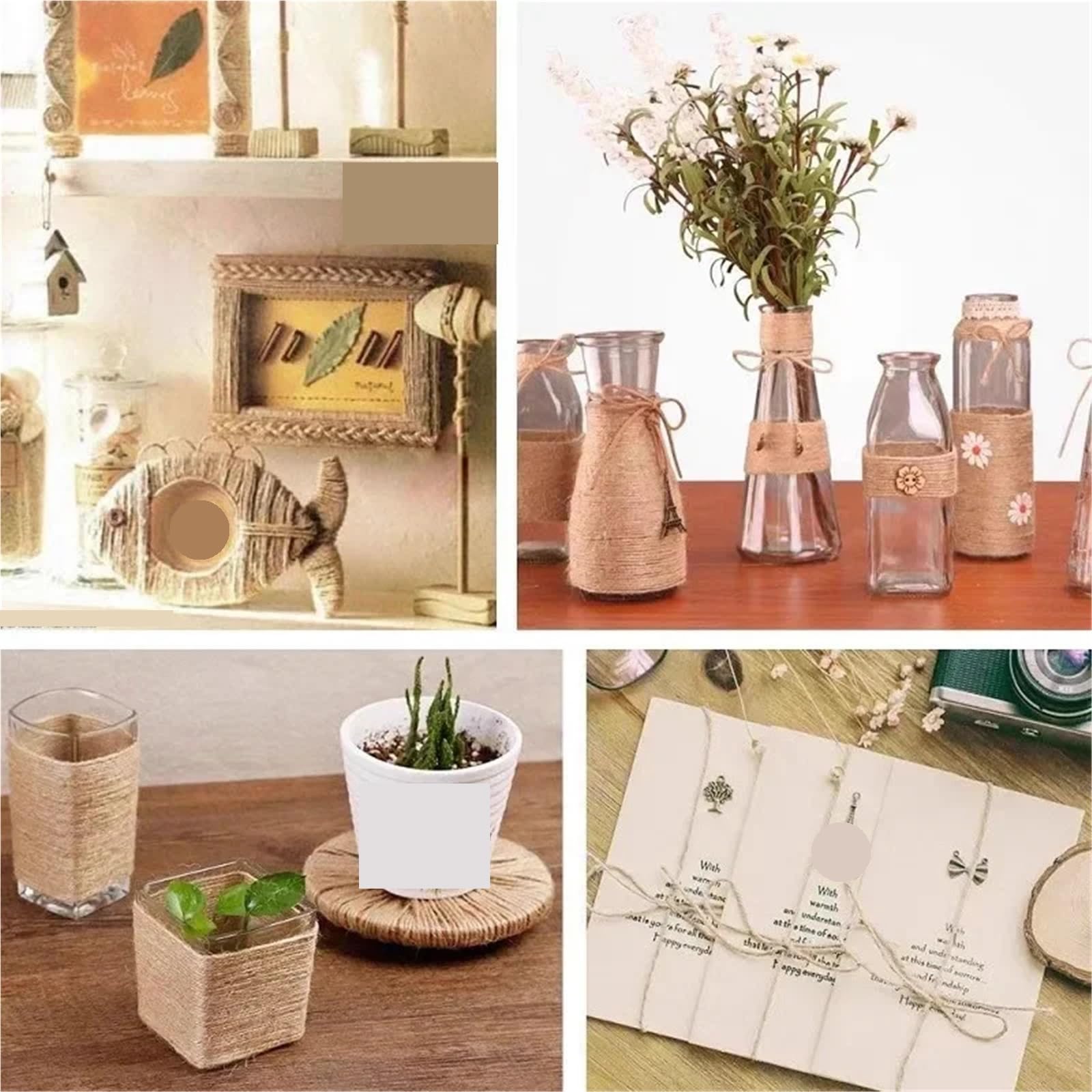 50/100 m 1–12 mm Jute-Seil, Kordel, DIY-Korb, Kratzen, handgefertigtes Kunsthandwerk, Verpackung, Gartenarbeit, Hochzeitsdekoration Für Camping Garten
