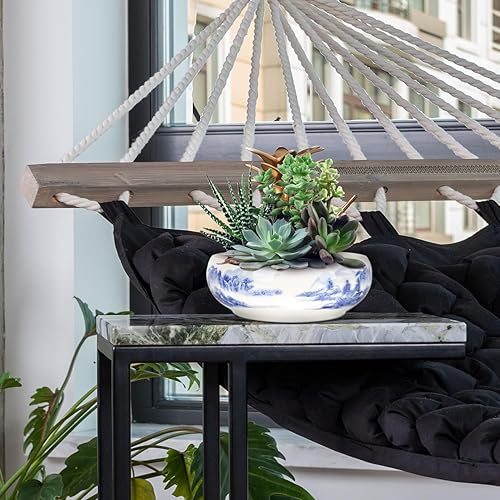 Miniatura 8 de Maceta de cerámica para decoración floral, mesa auxiliar circular, contenedor para suculentas, macetas rústicas, macetas de bonsái, maceta de