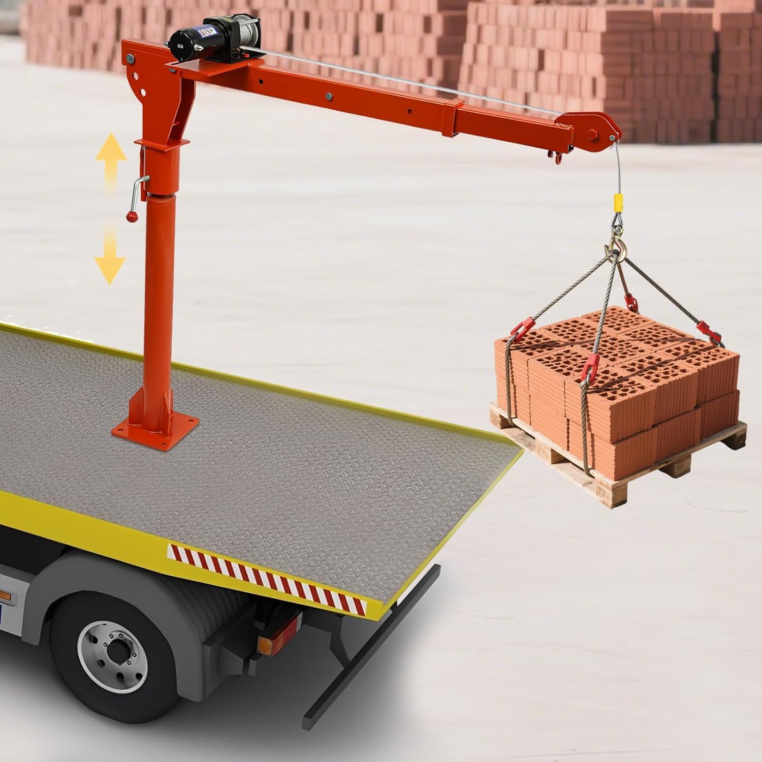 Ferngesteuerter LKW-ladekran Für Pick-ups, Verstellbarer Auslegerkran Aus Legiertem Stahl Mit Elektrischer Winde Und Haken, Vielseitige Hebelösung