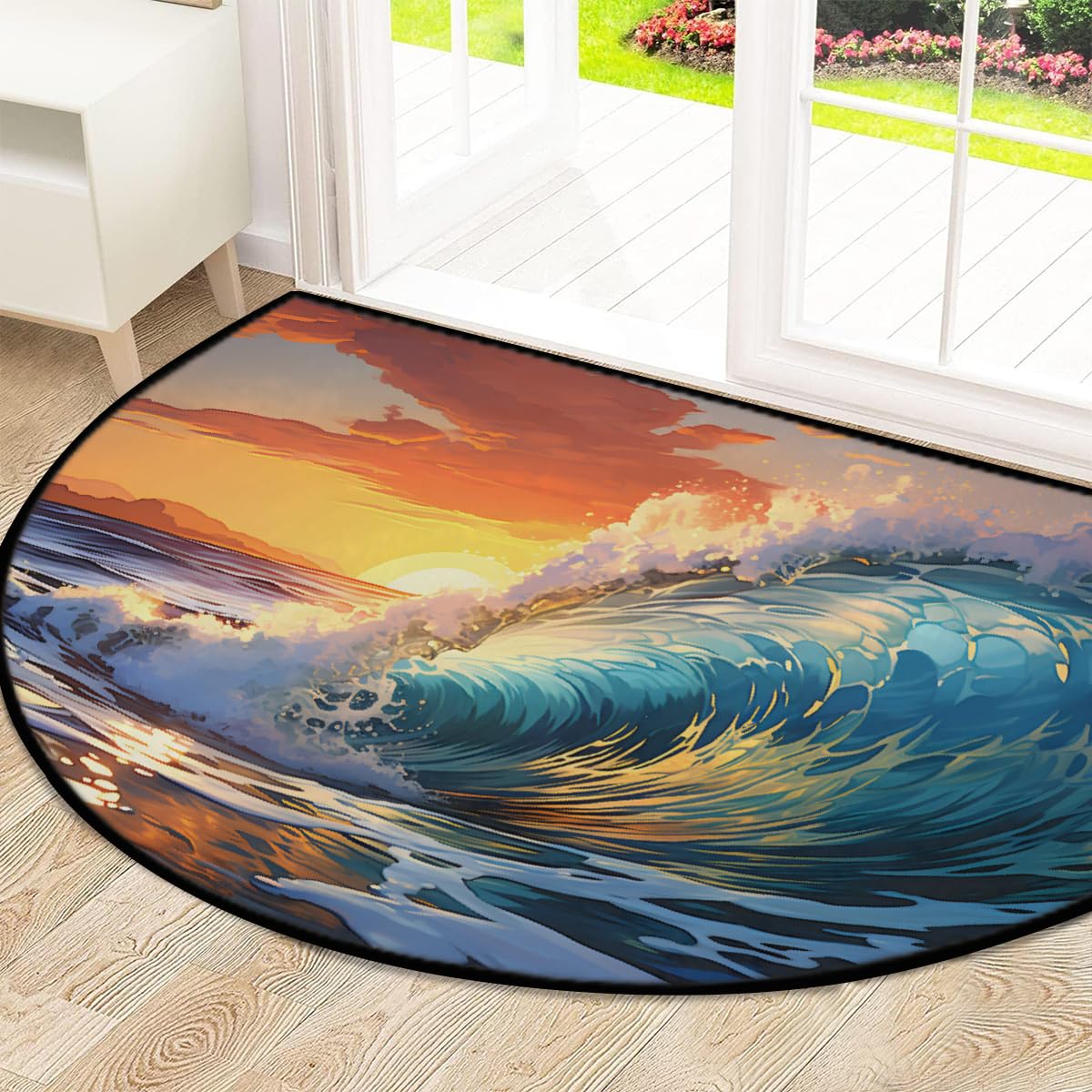 Mexpekil Paillasson demi-lune pour intérieur et extérieur - Lavable - Tapis de sol en demi-cercle absorbant la saleté - 100 x 160 cm