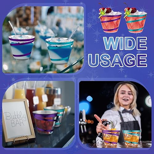 Vista 129 de Gejoy Vasos de plástico con borde de 9 onzas, vasos desechables para beber vino, vasos transparentes y elegantes de Halloween para suministros