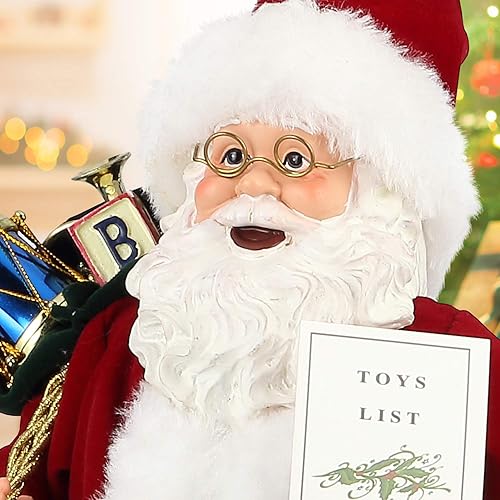 Miniatura 4 de AGM Figura decorativa de Papá Noel de 11 pulgadas, figura decorativa navideña con bolsa de regalos negra para fiestas navideñas, decoración del