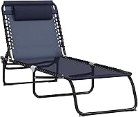 Vista 10 de Outsunny Juego de 2 tumbonas plegables, sillas de bronceado para patio, tumbona para exteriores con respaldo reclinable de 4 posiciones, asiento