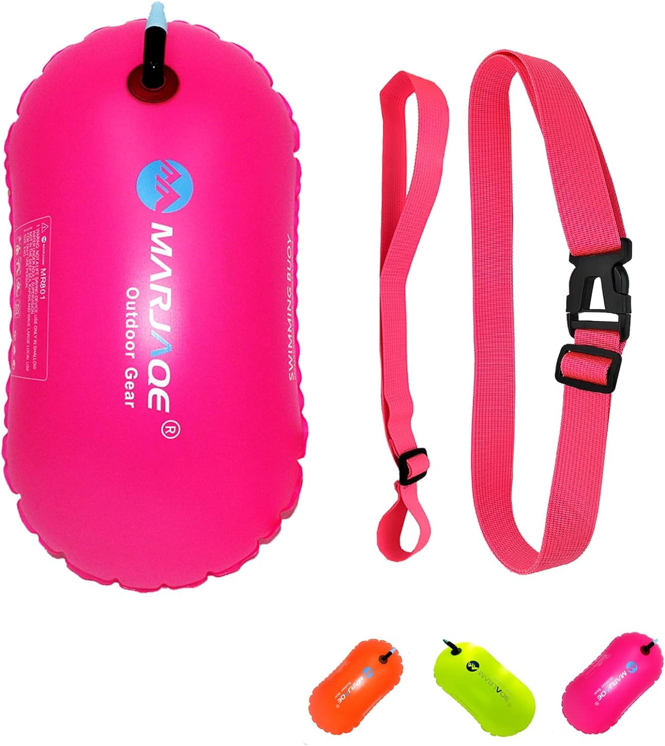 Street27® High Visibility Swim Bubble Buoy Swimming Tow Float for Open Water Swimmers, Kayakers and Triathletes (Orange) (Pink)