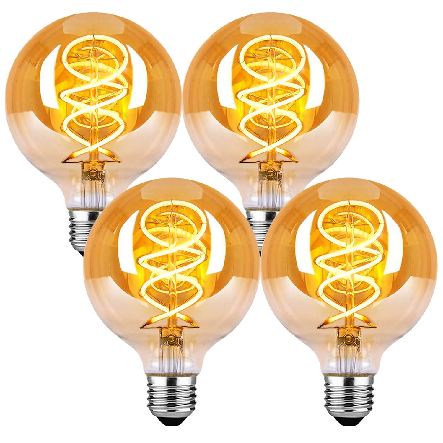 Bombilla LED E27 Regulable 4W Edison Vintage Φ95mm - ámbar,Paquete de 4
