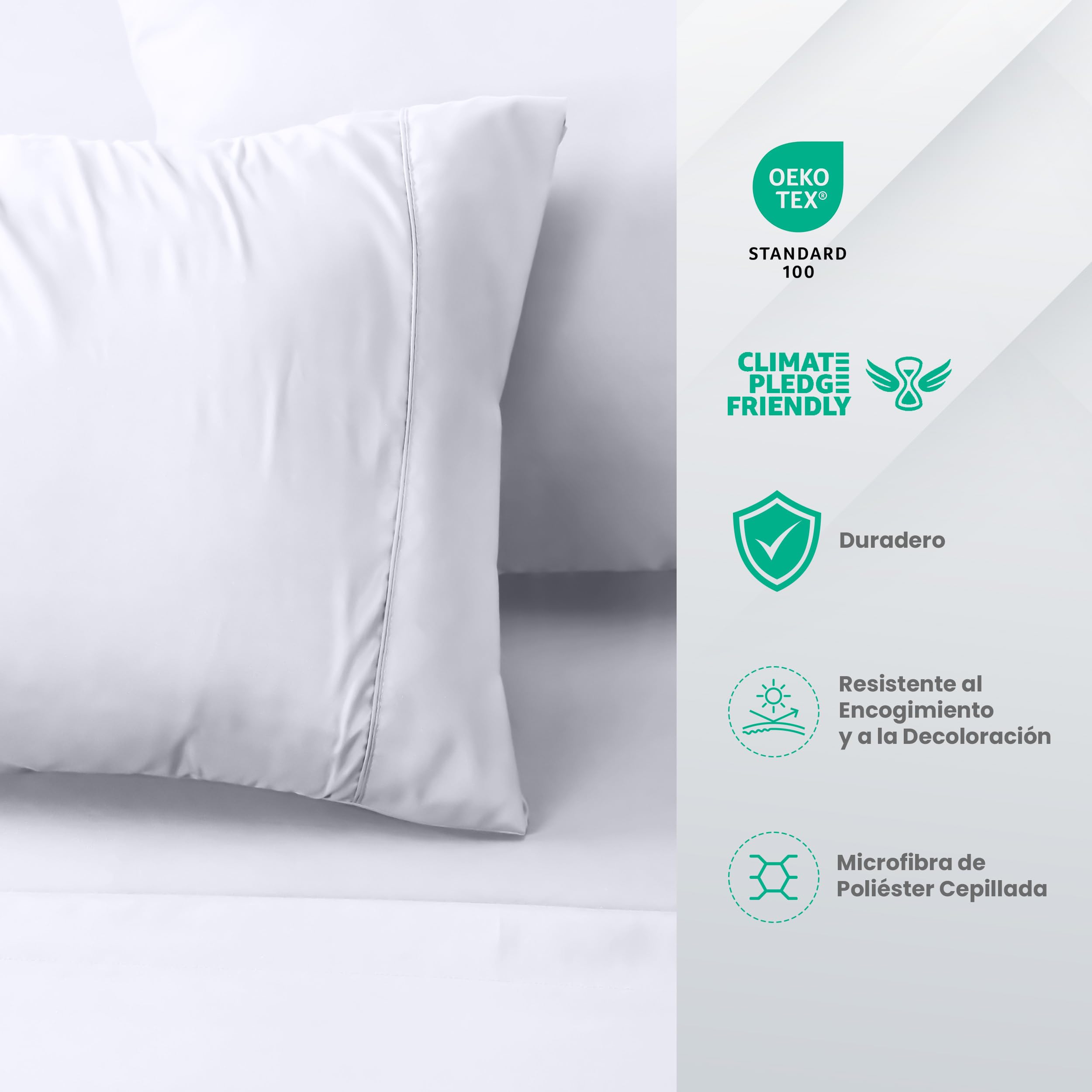 Utopia Bedding Juego de Sabanas 4 Piezas 135x190 - Poliéster Microfibra Cepillada - Oeko-Tex Certificado - Sábana Bajera, Sábana Plana y 2 Fundas de Almohada 50x75 (Cama 135, Gris) — view 88