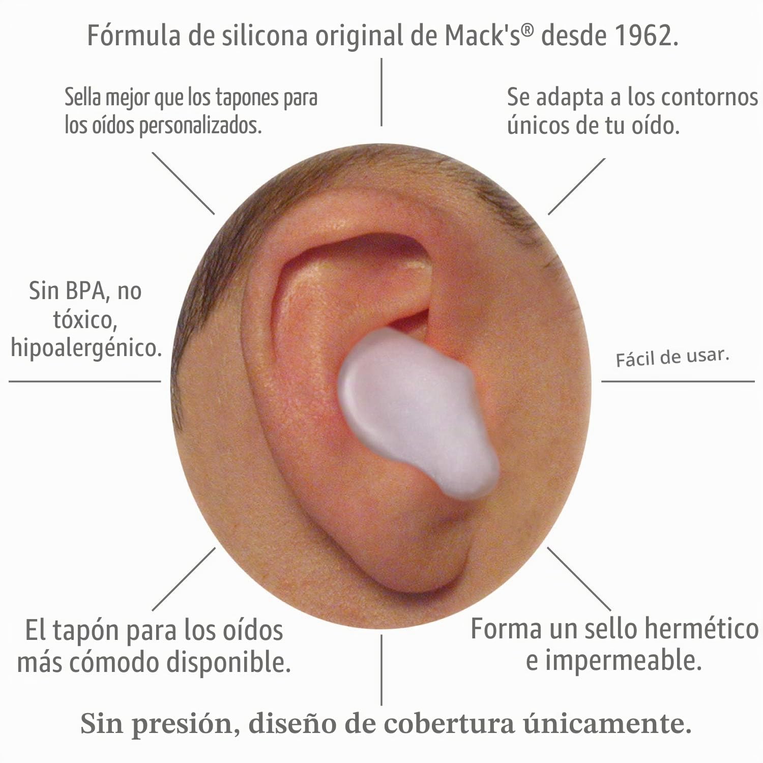 Mack's Pillow - Tapones para los oídos de silicona suave, 12 pares, los tapones originales de masilla de silicona moldeable para dormir, roncar, nadar, viajar, conciertos y estudiar