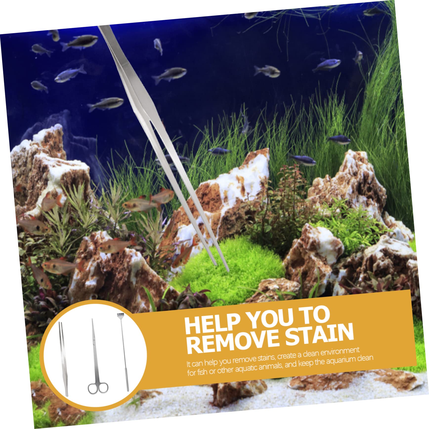 Sosoport Aquarium Reinigungsset aus Metall für Glasfischtanks, Silber