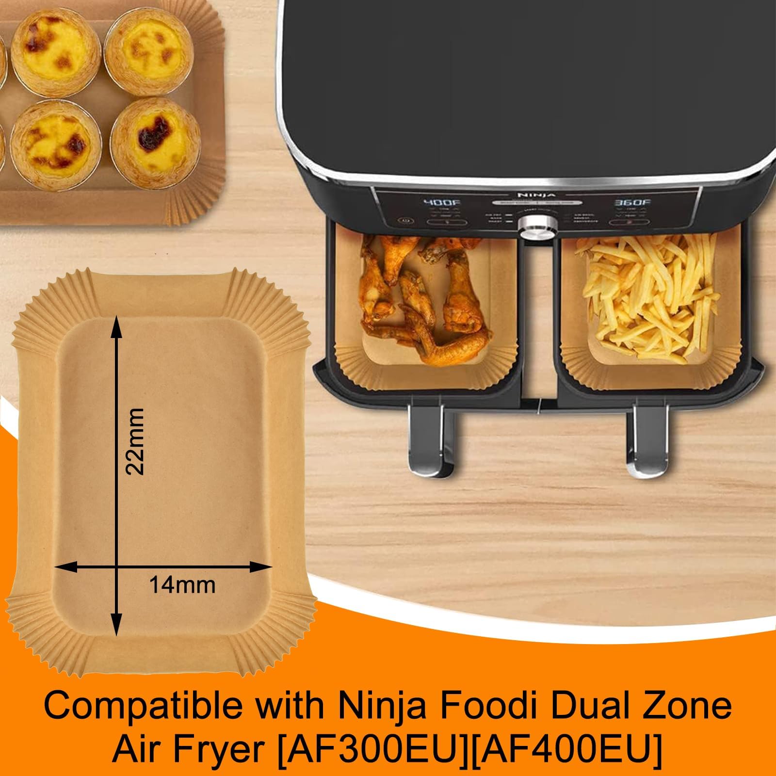 Carta Forno Per Friggitrice Ad Aria Ninja - 100 Pezzi 20x14cm | Antiaderente E Con Fori Per Aria - Foto 11