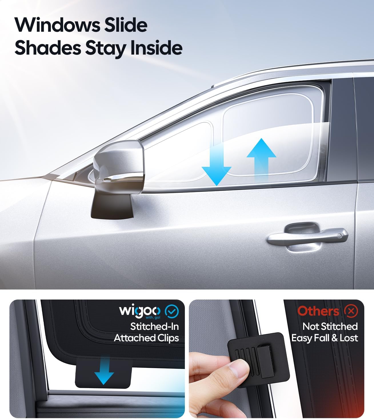 Wigoo 2026 Upgrade 8PCS Full Set Window Sunshade for Chrysler Pacifica 2017-2026 [7-Layer Cooler & Blacker, Ice-Crystal Tech] with Windshield for Sun Block, Baby, Camping, Privacy Napping, Relax