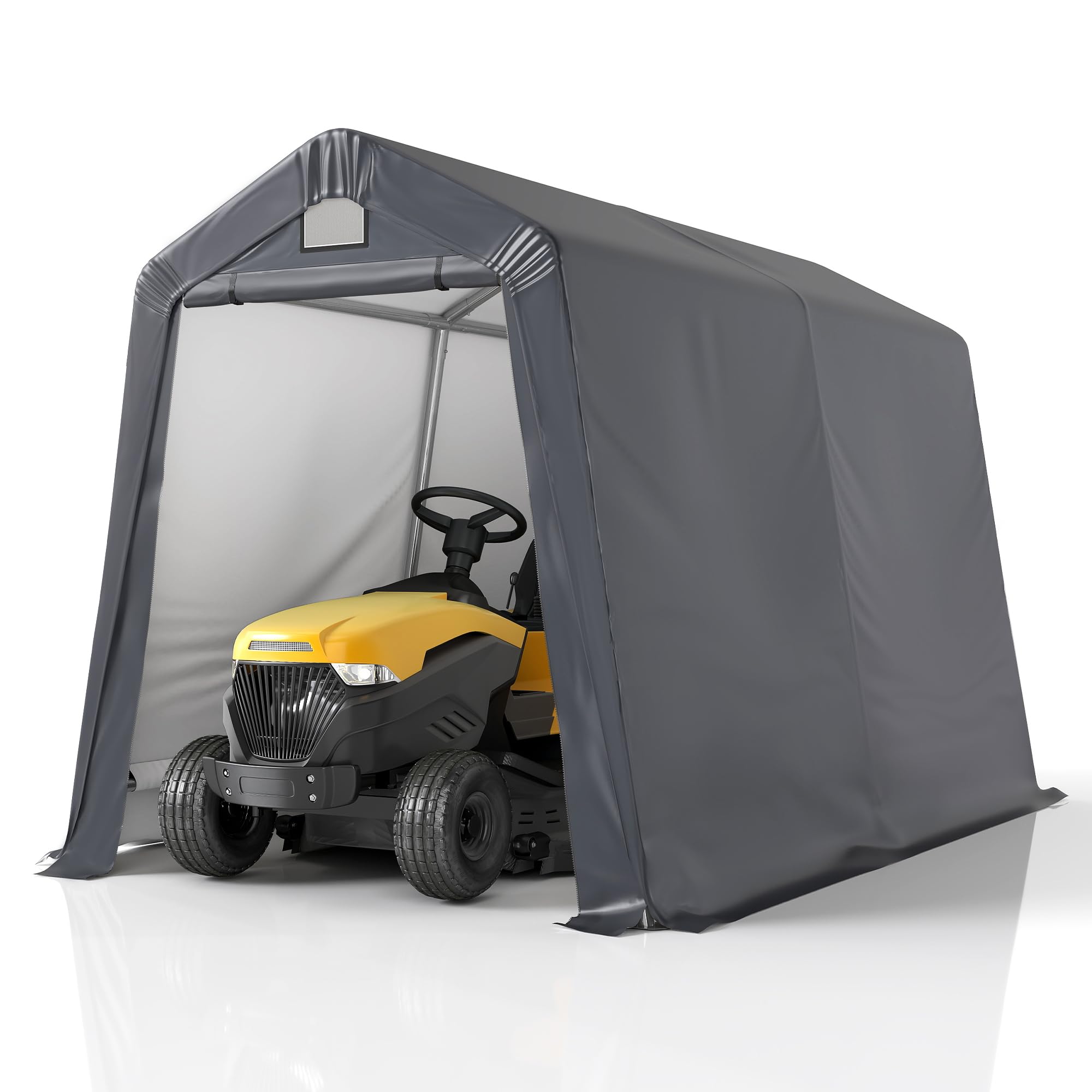 GARTOO 7' x 12' Outdoor Storage Shed- Heavy Duty Storage Shelter Tent with Roll-up Ventilated Door, Portable Garage Zipper Storage shed for Bike, ATV, Motorcycle Shelter, Gray