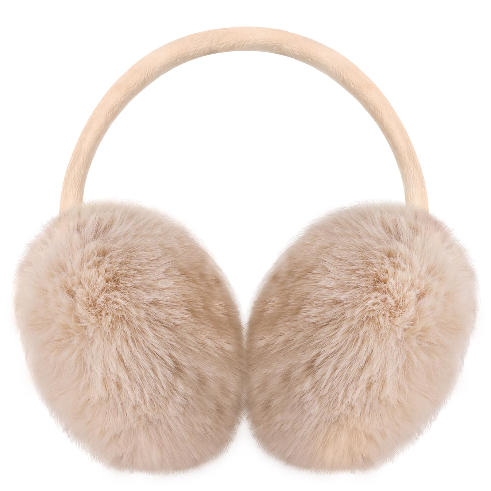 Ear Muffs Winter Women Girls Adjustable Faux Fur Ear Warmers Comfy Cute Fuzzy Earmuffs Khaki-image-28