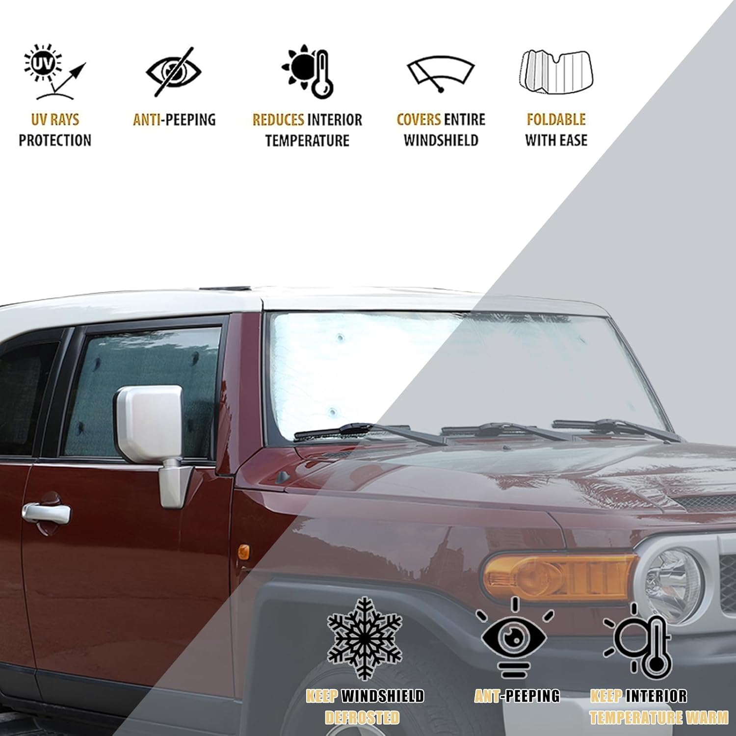 for Toyota FJ Cruiser 2007-2021 car Window Glass Sunshade FJ Cruiser Special Sunshade