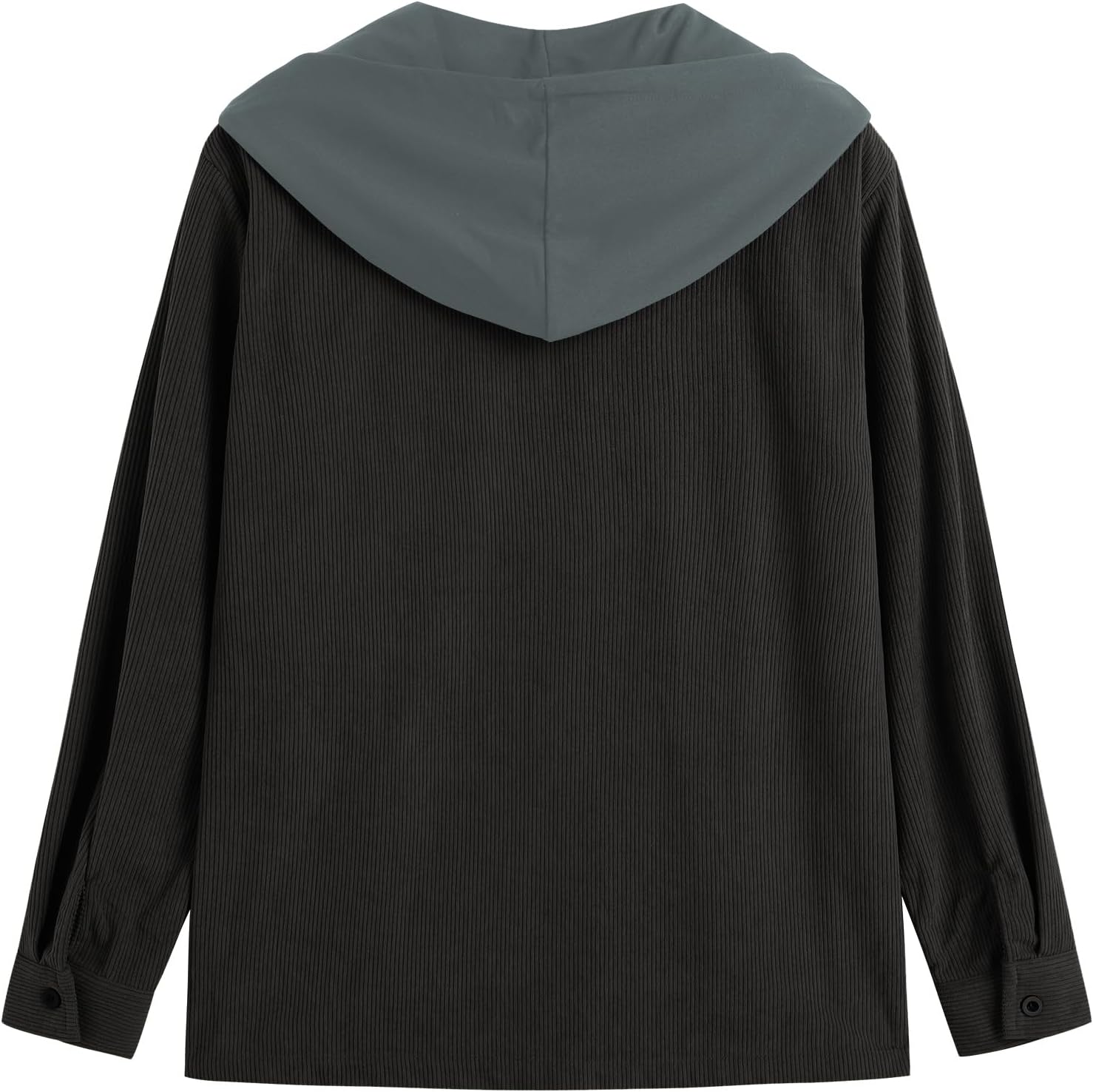 ZAFUL Men's Hooded Flannel Shirts Long Sleeve Casual Fashion Button Shirts Loose Drawstring Shacket for Spring Autumn - Image 4