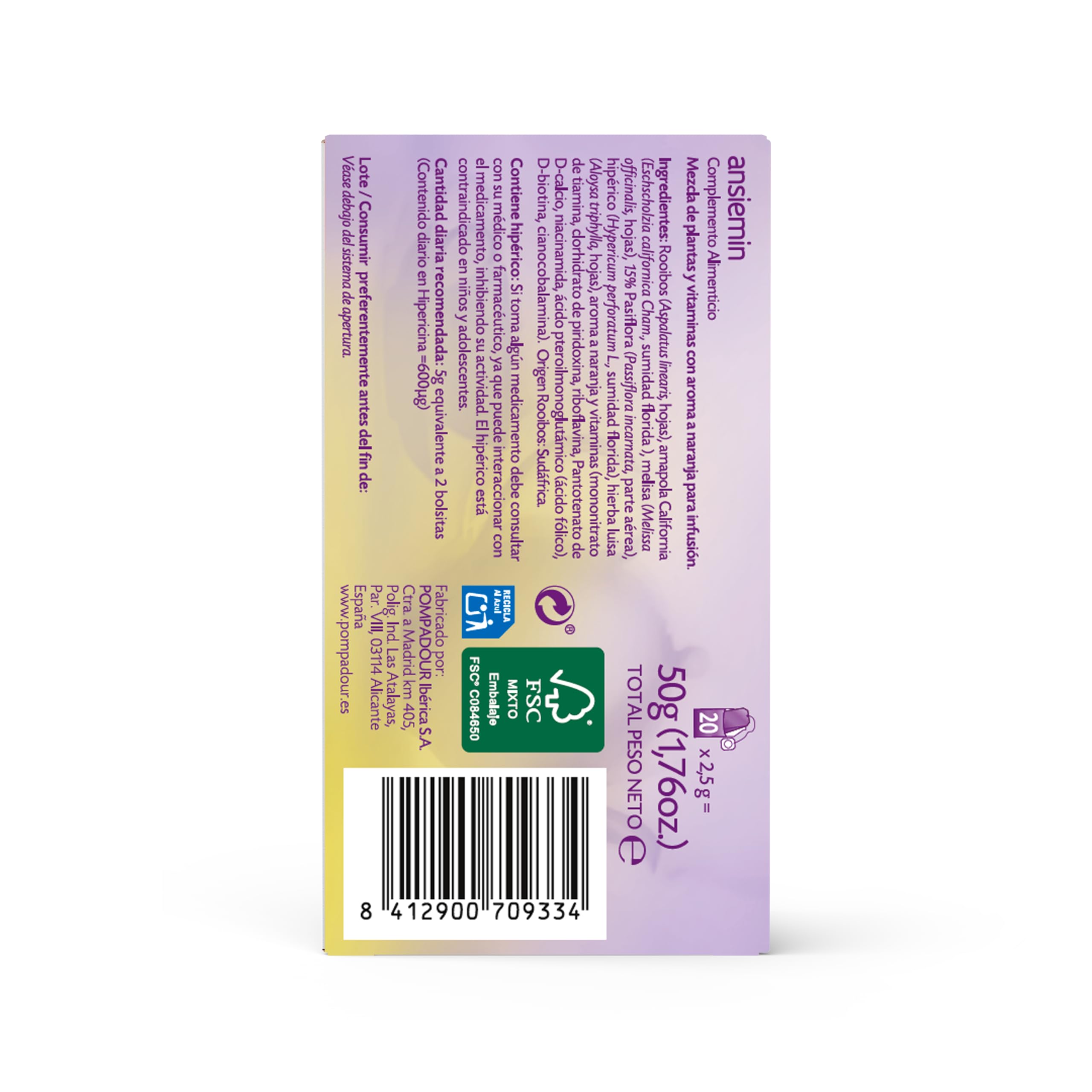 Pompadour Infusión Ansiemin, 20 uds