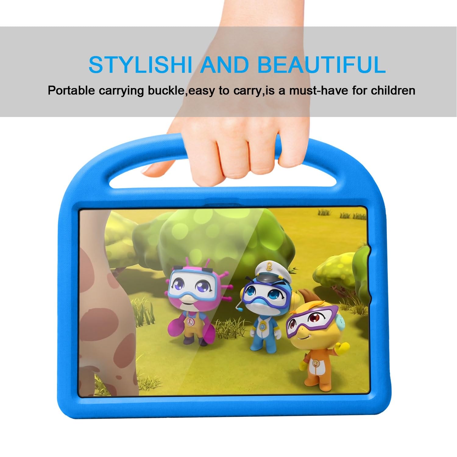 Custodia protettiva per tablet PC compatibile con Kindle Fire HD 10 2021, custodia per tablet compatibile con bambini, leggera EVA antiurto a prova di caduta, custodia per tablet con manico e