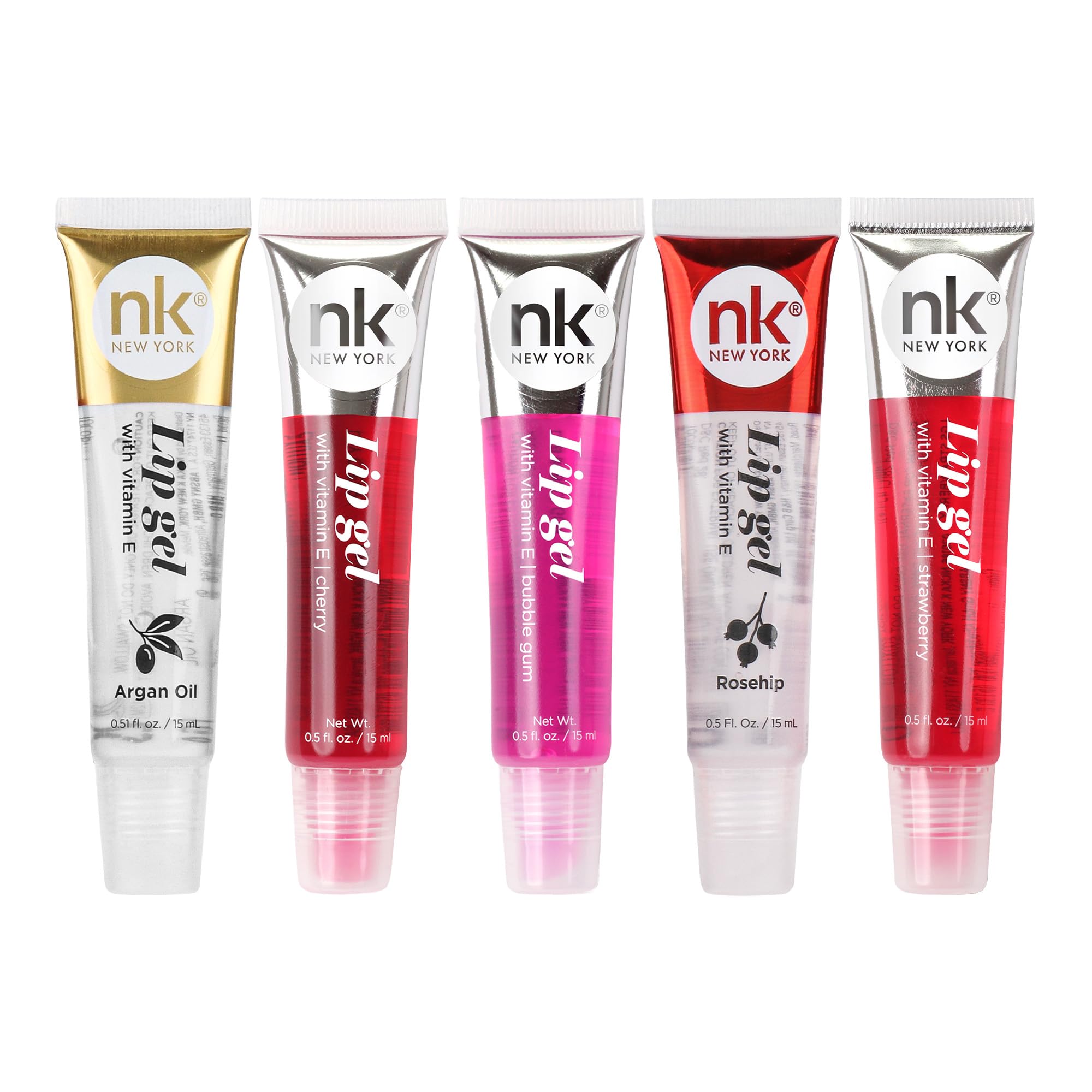 Nicka K New York, Hydrating Lip Gel Set, Assorted, Vitamin E, 5-Pack