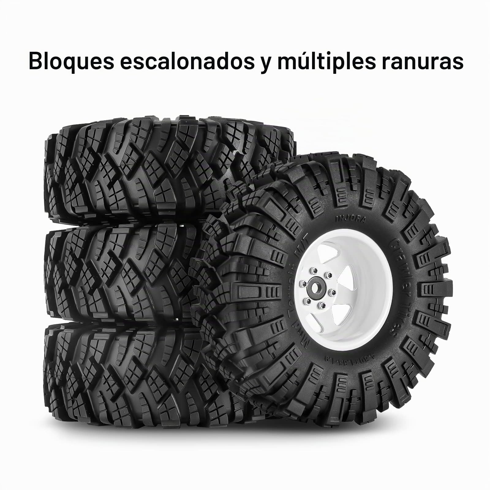 INJORA 1.9 Neumáticos Desplazamiento -8.9mm Llanta Beadlock para SCX10 TRX4