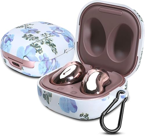 Carcasa rígida de plástico de policarbonato para Galaxy Buds Live 2020Galaxy Buds Pro 2021 con mosquetón antipérdida y a prueba de golpes,