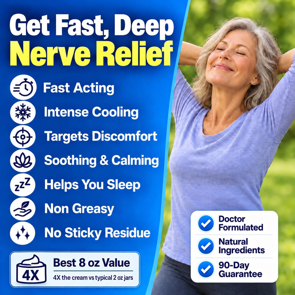 Neuropathy Cream – XL 8 oz – Maximum Strength Nerve Relief Cream for Feet Hands Legs Toes – Menthol 3.7% + Magnesium Chloride 2.0% – Fast-Acting Soothing Relief – Super Value 8 oz — Amazon image 3