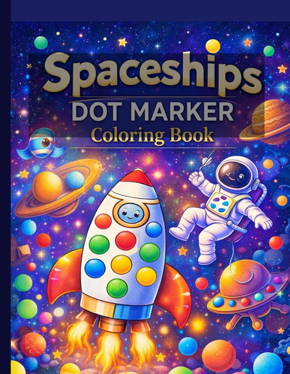 Spaceships Dot Marker Coloring Book: Fun Do-A-Dot Space Pages with Rockets, Astronauts, Aliens & Planets for Toddlers and Kids
