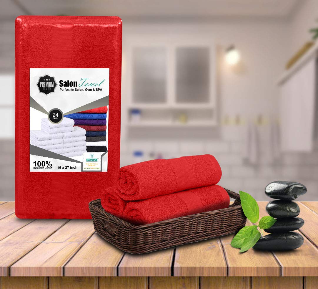 Toallas de peluquería, de algodón, pack de 24 unidades, suaves y absorbentes, de secado rápido, ideales para el gimnasio, la peluquería o como toalla de mano, 40 x 68,5 cm, color blanco