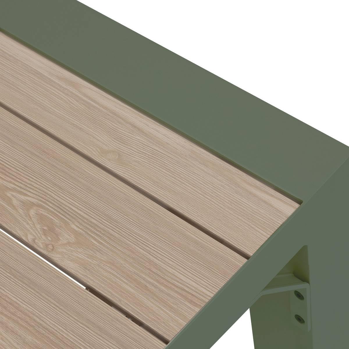 HESPERIDE - Table de Jardin Extensible Carrée Evasion Vert Laurier - 10 Places - Aluminium Antirouille Aluminium Effet Bois - Meuble d'Extérieur Rallonge