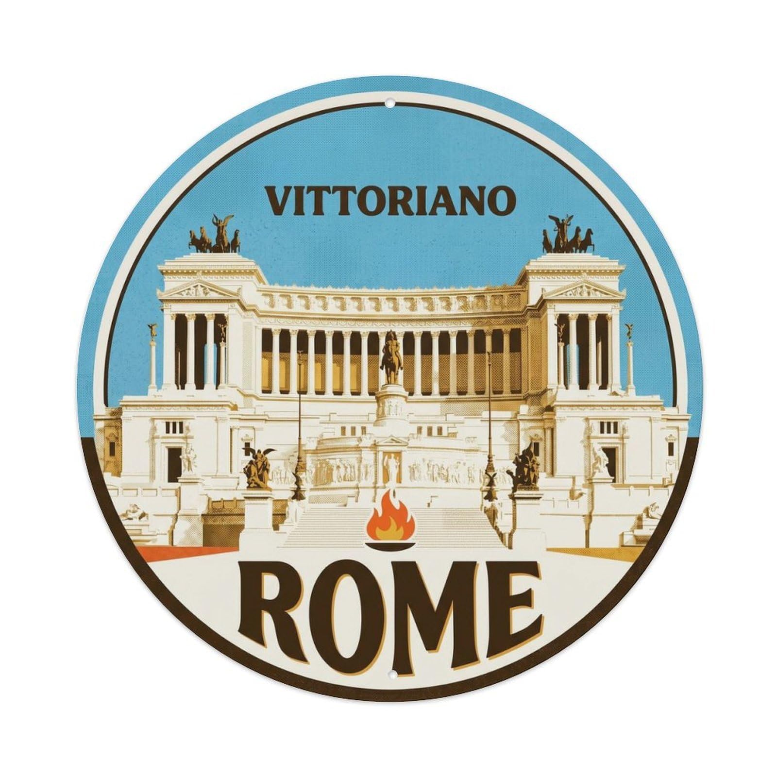 Retro Rome Italy Vittoriano Heritage City Travel Metal Tin Sign