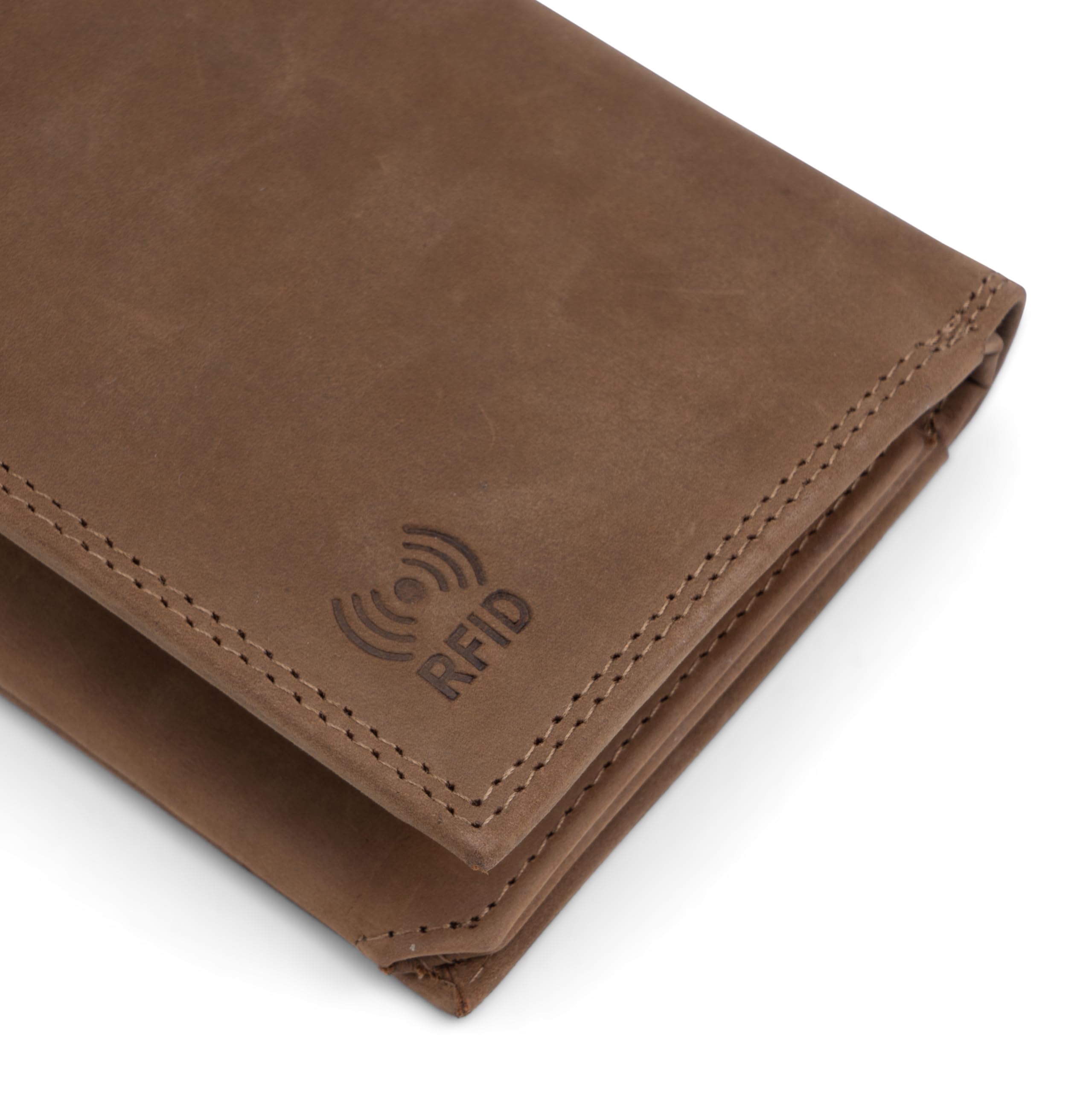SERASAR Cartera Hombre Piel Premium Marrón RFID Caja Regalo