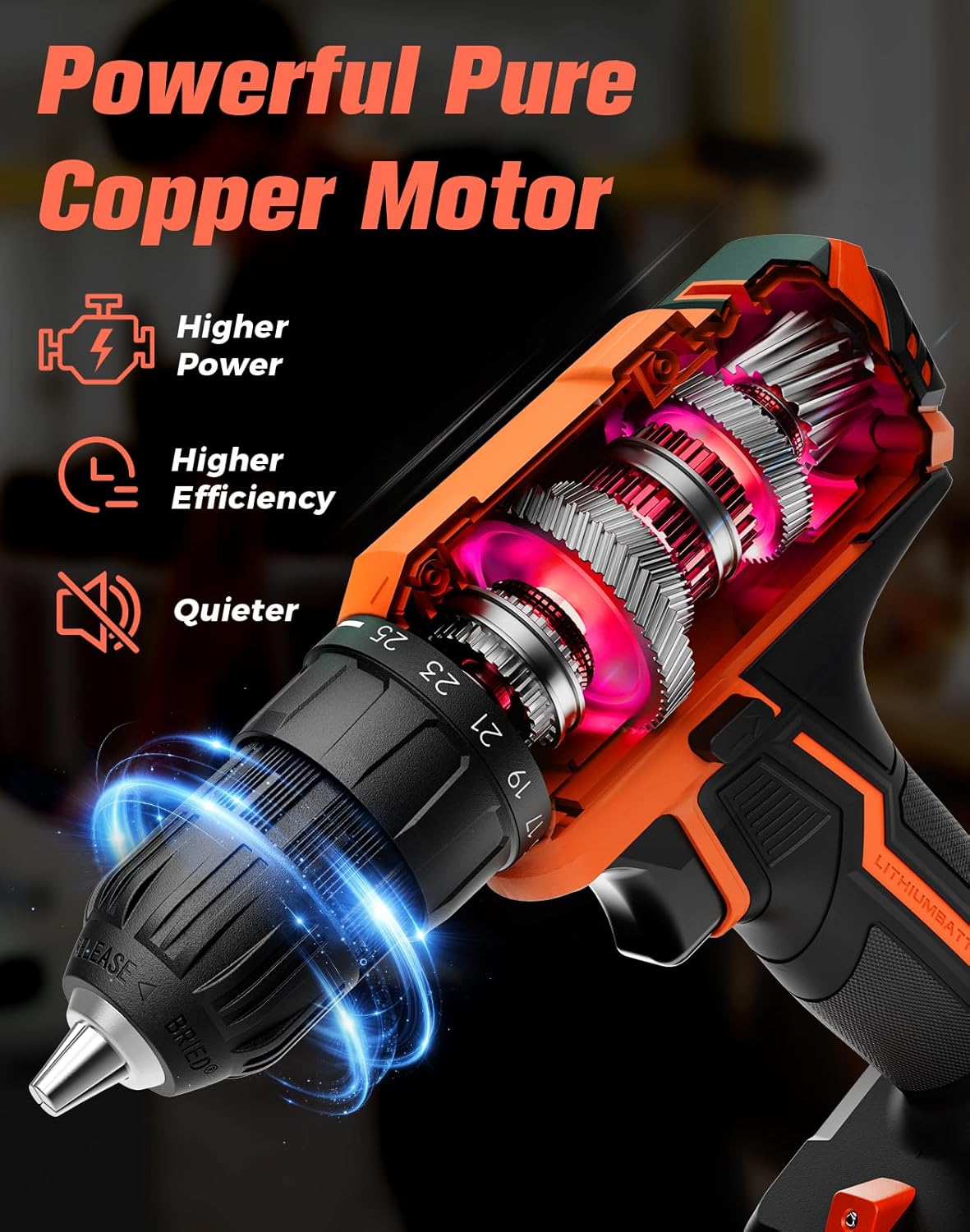 Cordless Drill, 20V MAX Power Drill Set with Dual Power Pack & Charger, 3/8 Inch Keyless Chuck, Variable Speed, 25+1 Position and 56PCS Bits/Screws, Power Tools for Home Projects