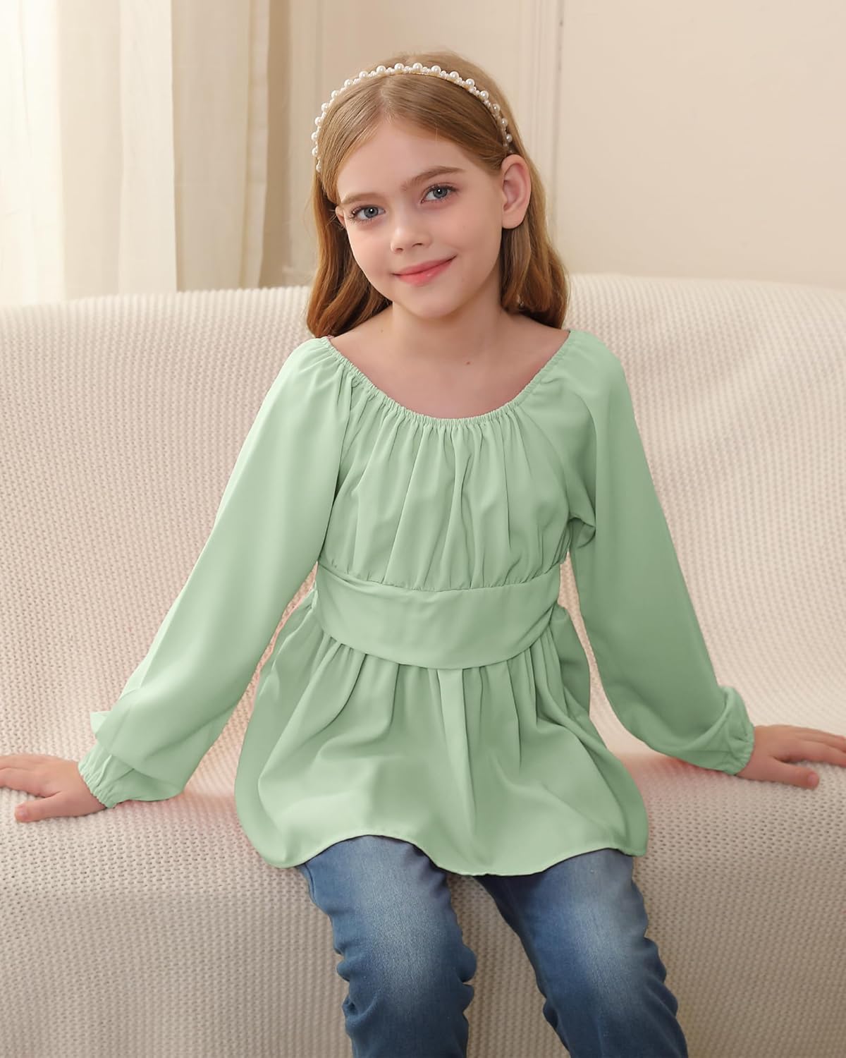 Kucnuzki Todder Baby Girl Clothes Long Sleeve Shirts Top Denim Bell Bottom Jeans 2 Piece Fall Winter Girl Outfits Set - Image 3