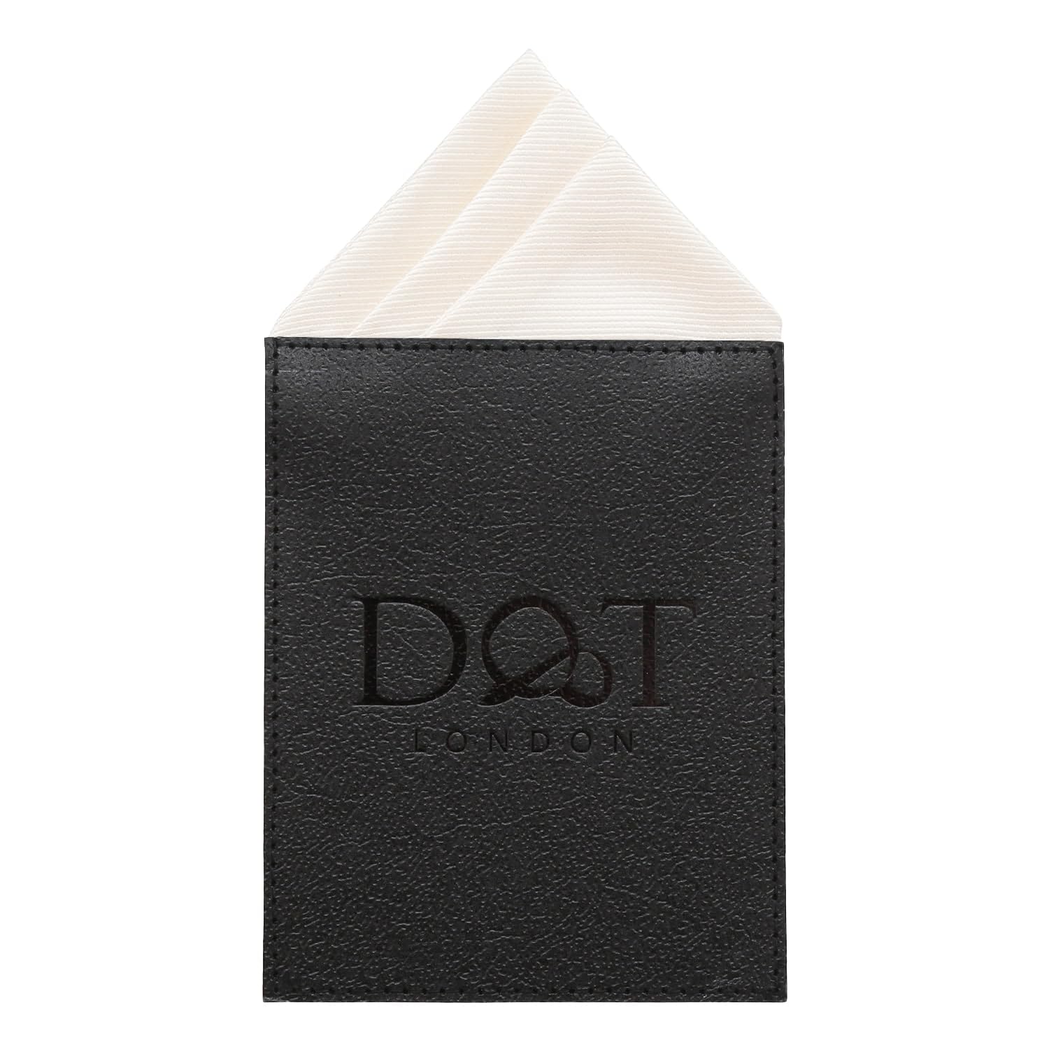 DQT Mens Plain Twill Pre-Folded Pocket Square - Wedding, Business & Formal Suit Handkerchief - Pearled Ivory - One Peak